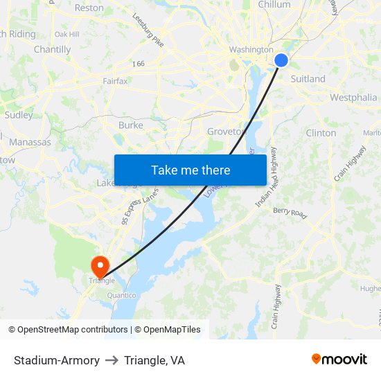 Stadium-Armory to Triangle, VA map