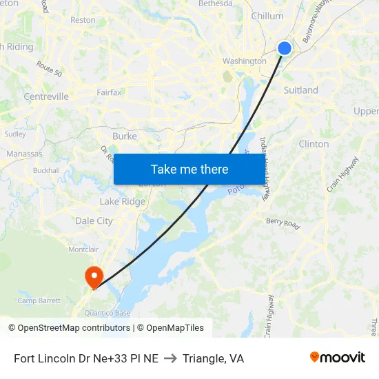 Fort Lincoln Dr Ne+33 Pl NE to Triangle, VA map