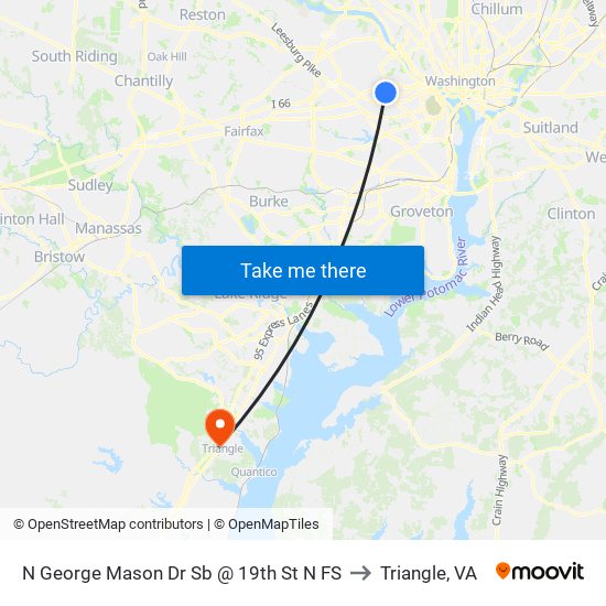 N George Mason Dr Sb @ 19th St N FS to Triangle, VA map