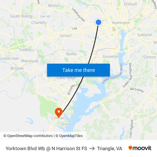 Yorktown Blvd Wb @ N Harrison St FS to Triangle, VA map