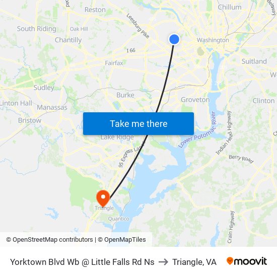 Yorktown Blvd Wb @ Little Falls Rd Ns to Triangle, VA map