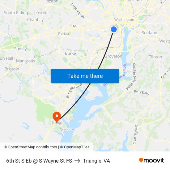 6th St S Eb @ S Wayne St FS to Triangle, VA map