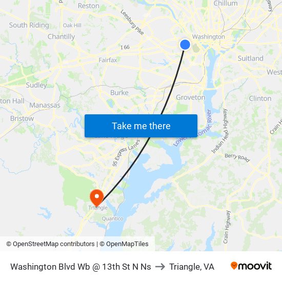 Washington Blvd Wb @ 13th St N Ns to Triangle, VA map