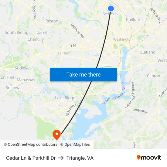 Cedar Ln & Parkhill Dr to Triangle, VA map