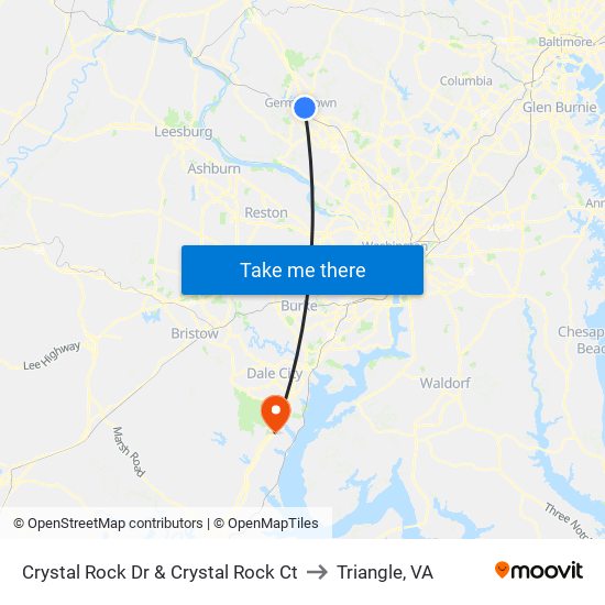 Crystal Rock Dr & Crystal Rock Ct to Triangle, VA map