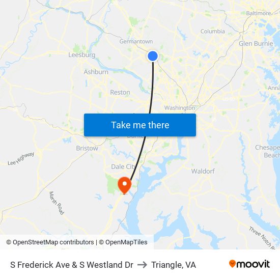 S Frederick Ave & S Westland Dr to Triangle, VA map