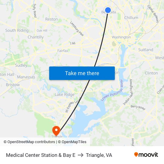 Medical Center Station & Bay E to Triangle, VA map