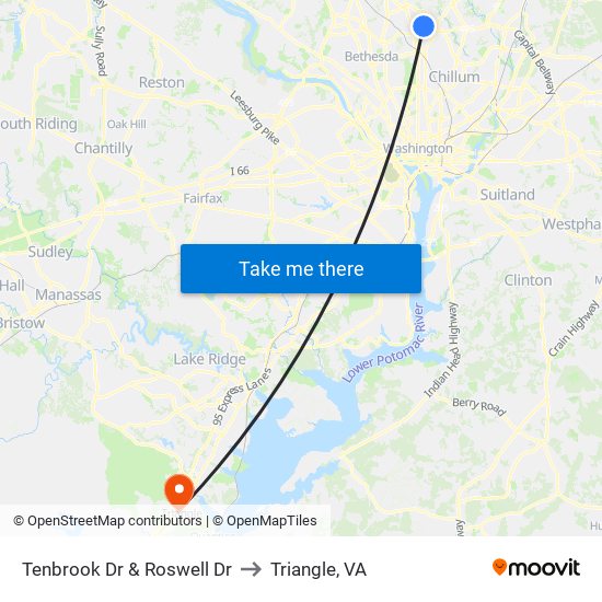 Tenbrook Dr & Roswell Dr to Triangle, VA map