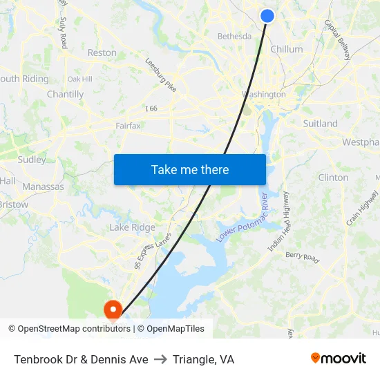 Tenbrook Dr & Dennis Ave to Triangle, VA map