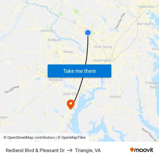 Redland Blvd & Pleasant Dr to Triangle, VA map
