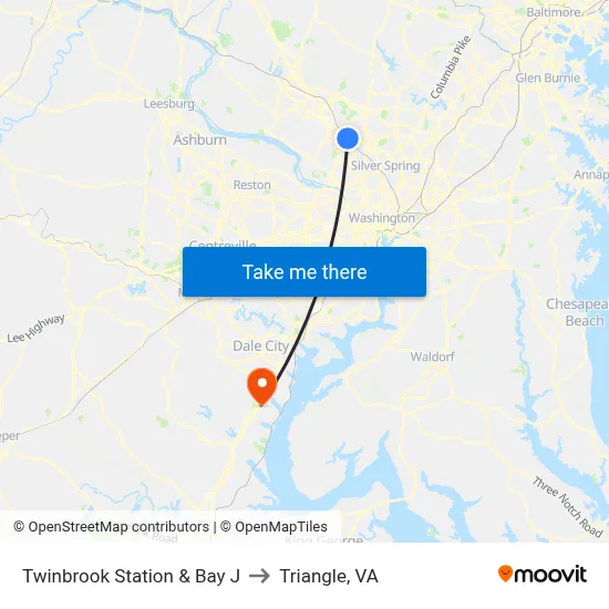 Twinbrook Station & Bay J to Triangle, VA map