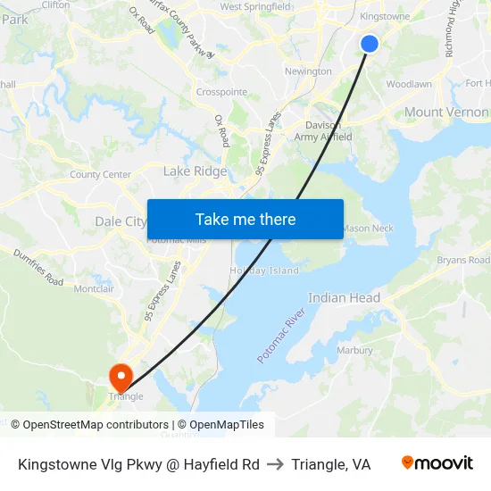 Kingstowne Vlg Pkwy @ Hayfield Rd to Triangle, VA map