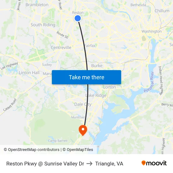Reston Pkwy @ Sunrise Valley Dr to Triangle, VA map
