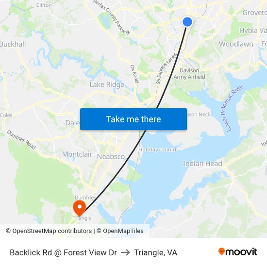 Backlick Rd @ Forest View Dr to Triangle, VA map