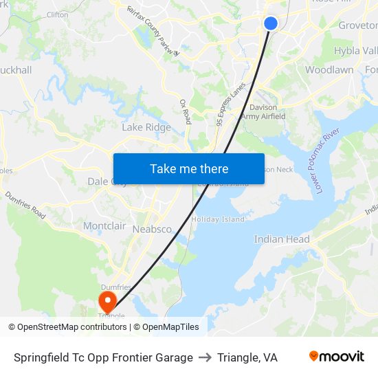 Springfield Tc Opp Frontier Garage to Triangle, VA map