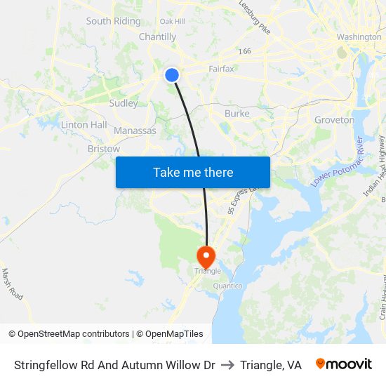 Stringfellow Rd And Autumn Willow Dr to Triangle, VA map