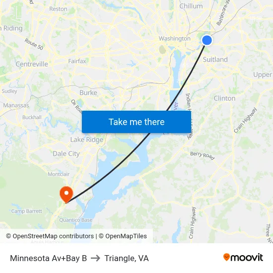 Minnesota Av+Bay B to Triangle, VA map