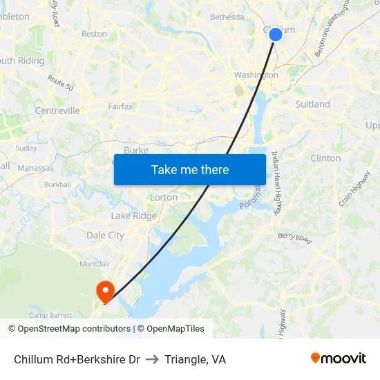 Chillum Rd+Berkshire Dr to Triangle, VA map