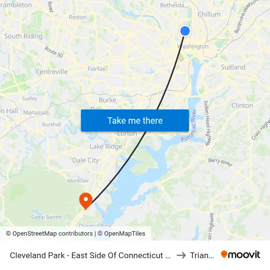 Cleveland Park - East Side Of Connecticut Ave., North Of Ordway St. NW to Triangle, VA map