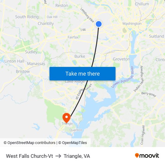 West Falls Church-Vt to Triangle, VA map