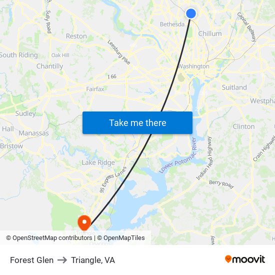 Forest Glen to Triangle, VA map