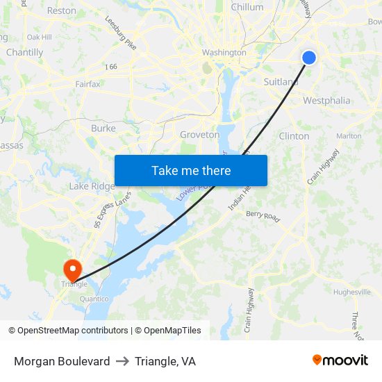 Morgan Boulevard to Triangle, VA map