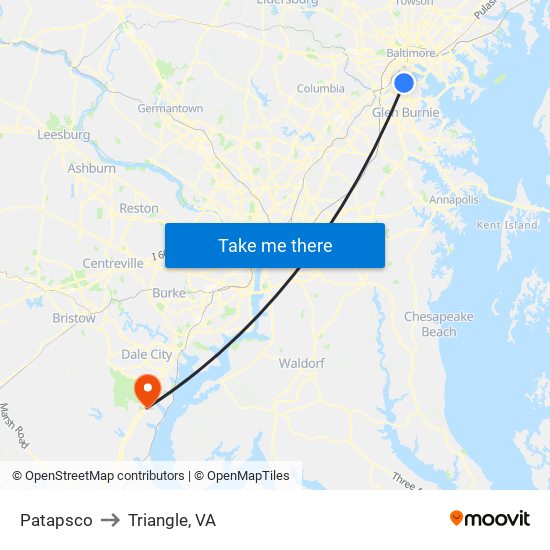 Patapsco to Triangle, VA map