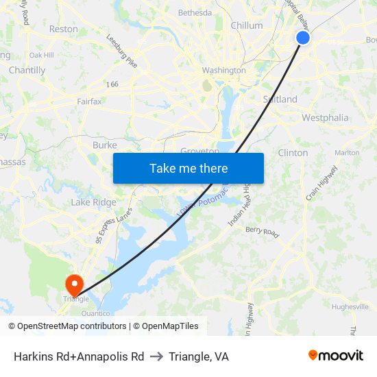 Harkins Rd+Annapolis Rd to Triangle, VA map