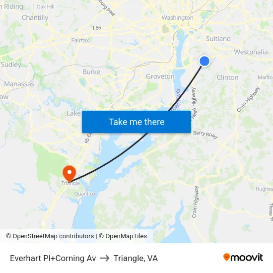 Everhart Pl+Corning Av to Triangle, VA map