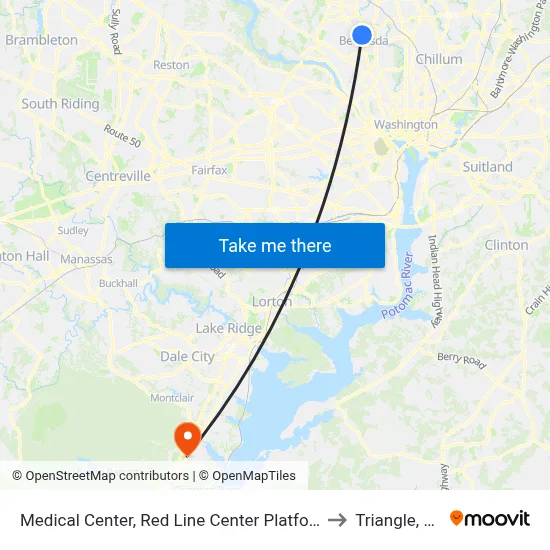 Medical Center, Red Line Center Platform to Triangle, VA map