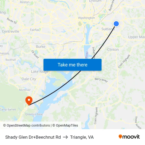 Shady Glen Dr+Beechnut Rd to Triangle, VA map