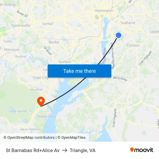 St Barnabas Rd+Alice Av to Triangle, VA map