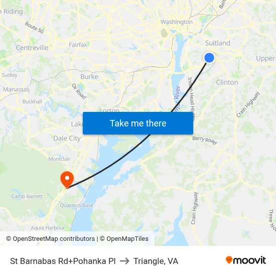 St Barnabas Rd+Pohanka Pl to Triangle, VA map