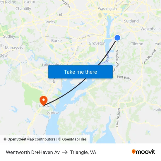 Wentworth Dr+Haven Av to Triangle, VA map