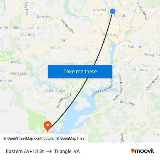 Eastern Av+13 St to Triangle, VA map