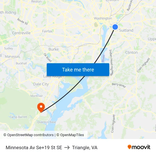Minnesota Av Se+19 St SE to Triangle, VA map