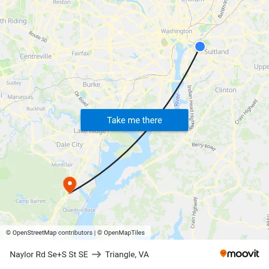 Naylor Rd Se+S St SE to Triangle, VA map