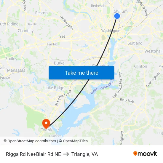 Riggs Rd Ne+Blair Rd NE to Triangle, VA map