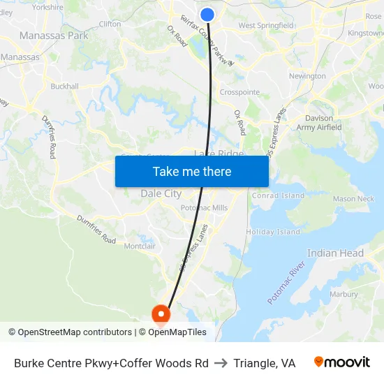 Burke Centre Pkwy+Coffer Woods Rd to Triangle, VA map