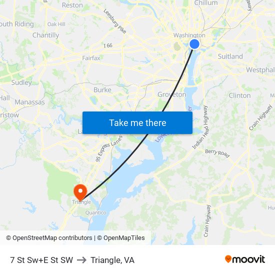 7 St Sw+E St SW to Triangle, VA map