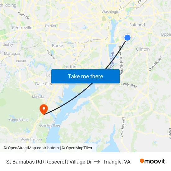St Barnabas Rd+Rosecroft Village Dr to Triangle, VA map
