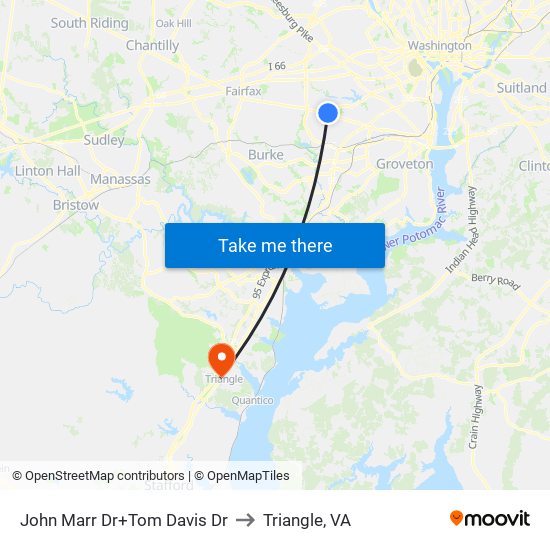 John Marr Dr+Tom Davis Dr to Triangle, VA map