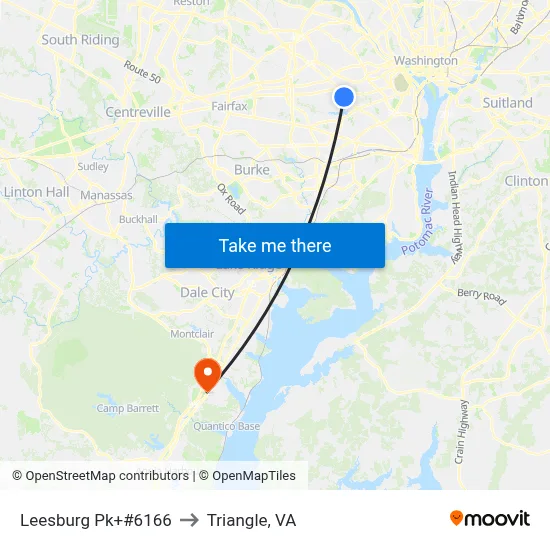 Leesburg Pk+#6166 to Triangle, VA map