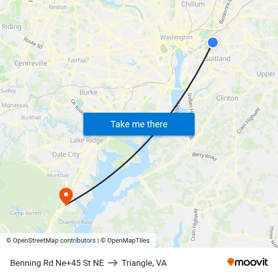 Benning Rd Ne+45 St NE to Triangle, VA map