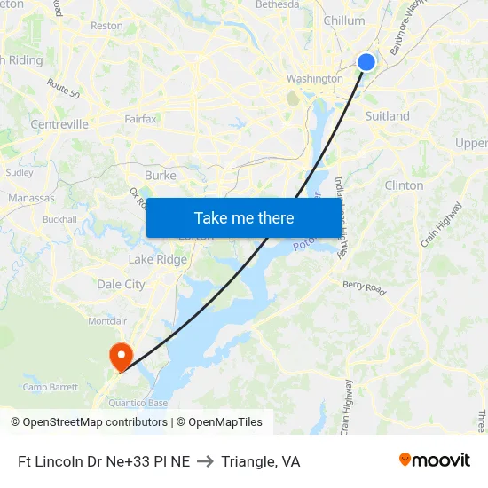 Ft Lincoln Dr Ne+33 Pl NE to Triangle, VA map