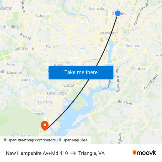 New Hampshire Av+Md 410 to Triangle, VA map