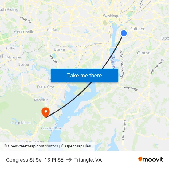 Congress St Se+13 Pl SE to Triangle, VA map