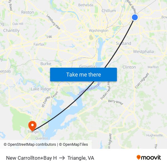 New Carrollton+Bay H to Triangle, VA map