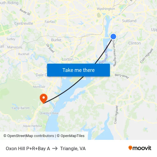 Oxon Hill P+R+Bay A to Triangle, VA map