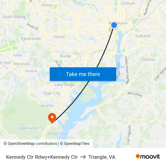Kennedy Ctr Rdwy+Kennedy Ctr to Triangle, VA map
